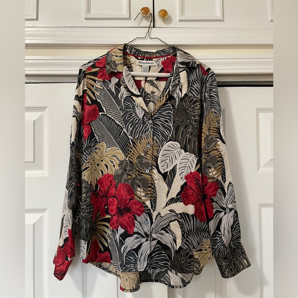 Tommy Bahama Silk Top Women’s XS Hawaiian Tropical Floral